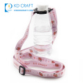 High quality custom pink black polyester nylon red funny customizable wine beer water bottle holder neck lanyard strap with clip